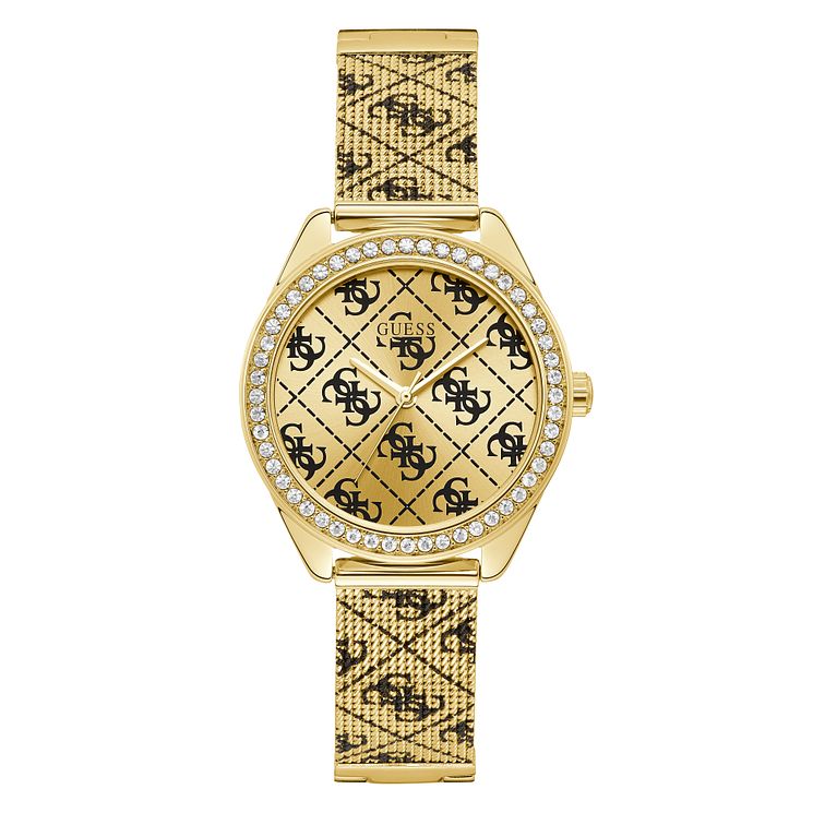 Guess Claudia Ladies Yellow Gold Tone Logo Bracelet Watch