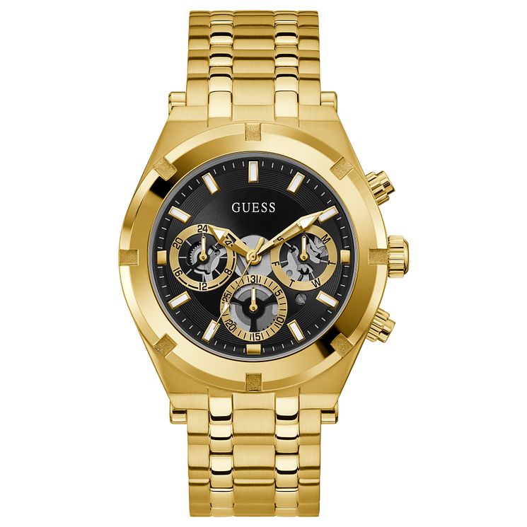 Guess Continental Mens Yellow Gold Tone Bracelet Watch