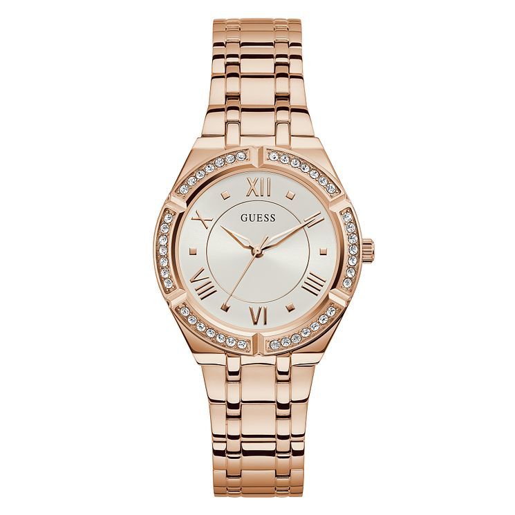 Guess Cosmo Crystal Ladies Rose Gold Tone Bracelet Watch