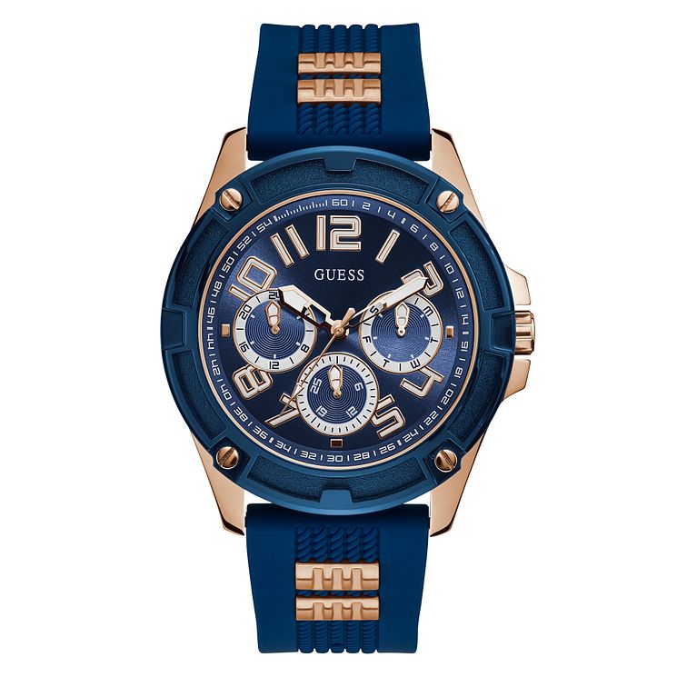 Guess Delta Mens Blue Silicone Strap Watch