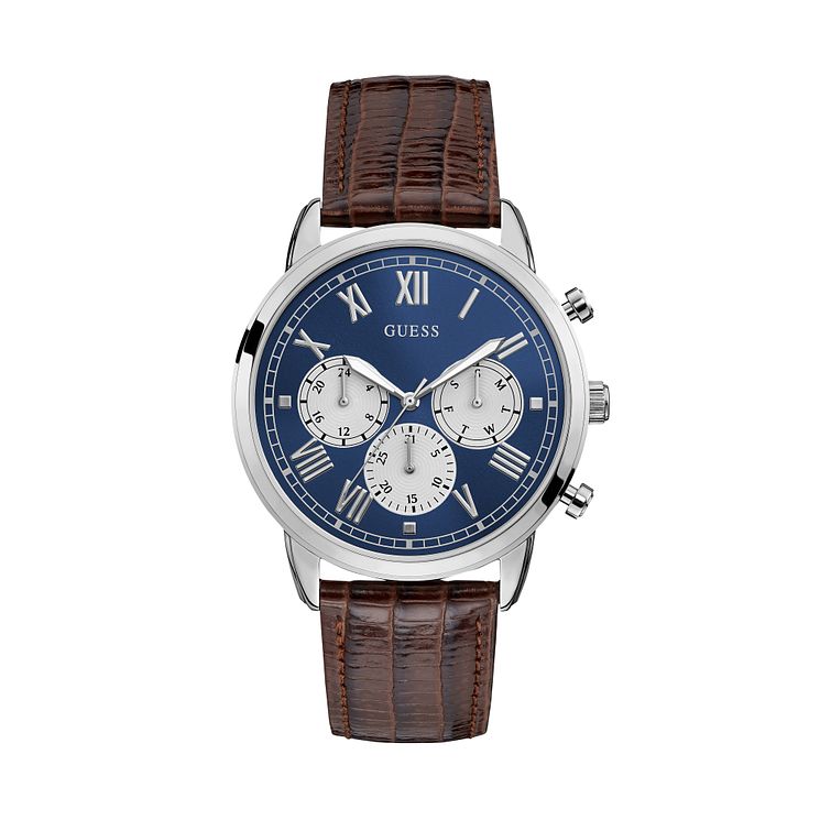 Guess Hendrix Chronograph Mens Brown Leather Strap Watch