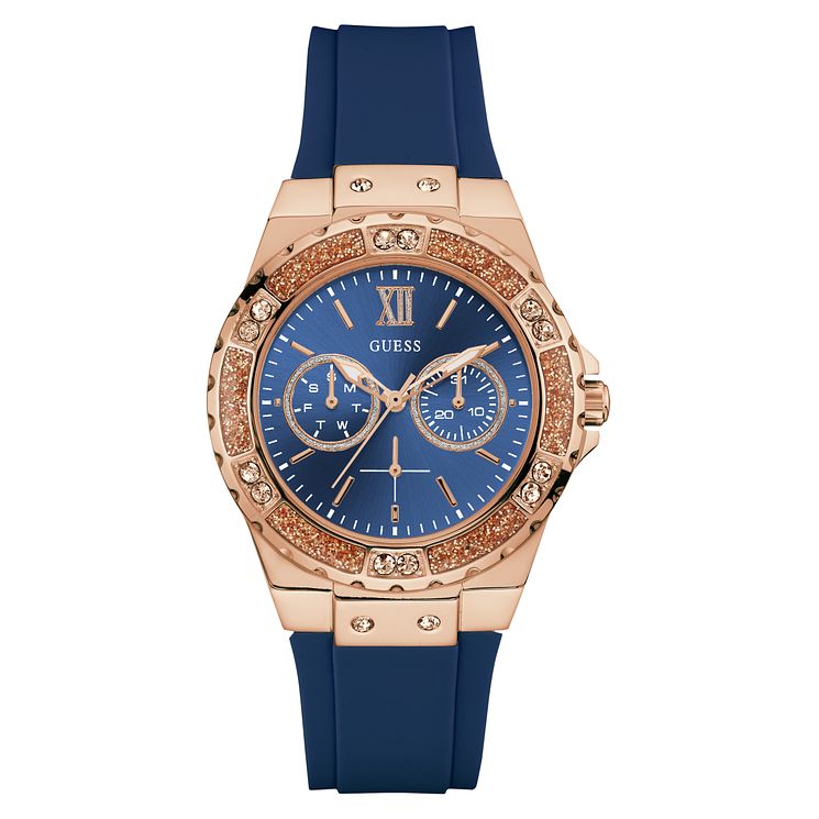 Guess Ladies Blue Silicone Strap Watch