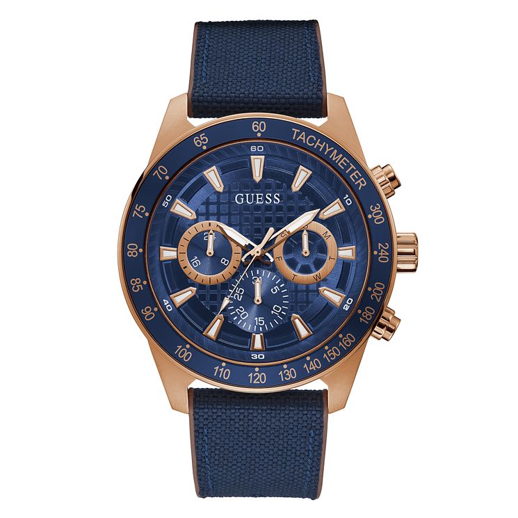 Guess Magnitude Mens Blue Silicone Strap Watch