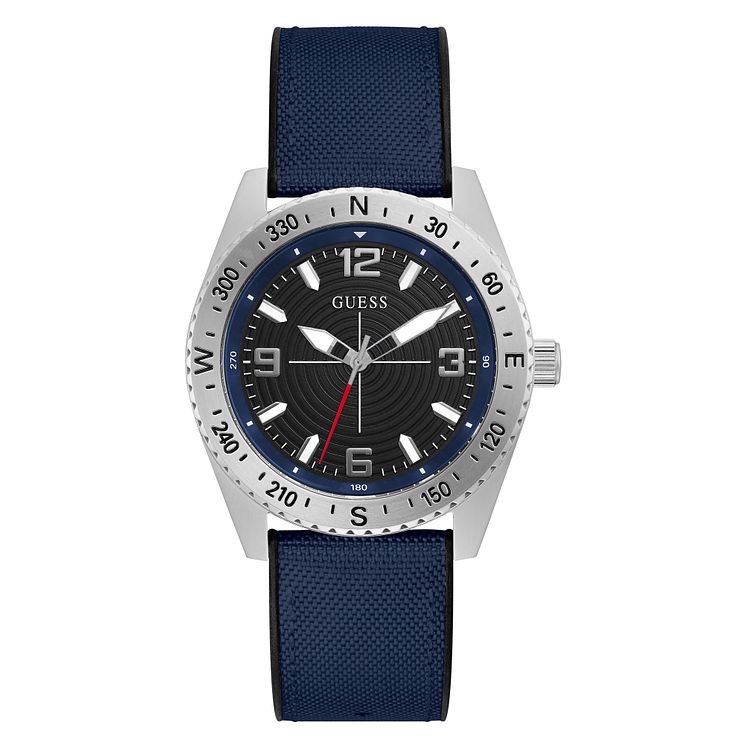 Guess North Mens Blue Silicone Strap Watch