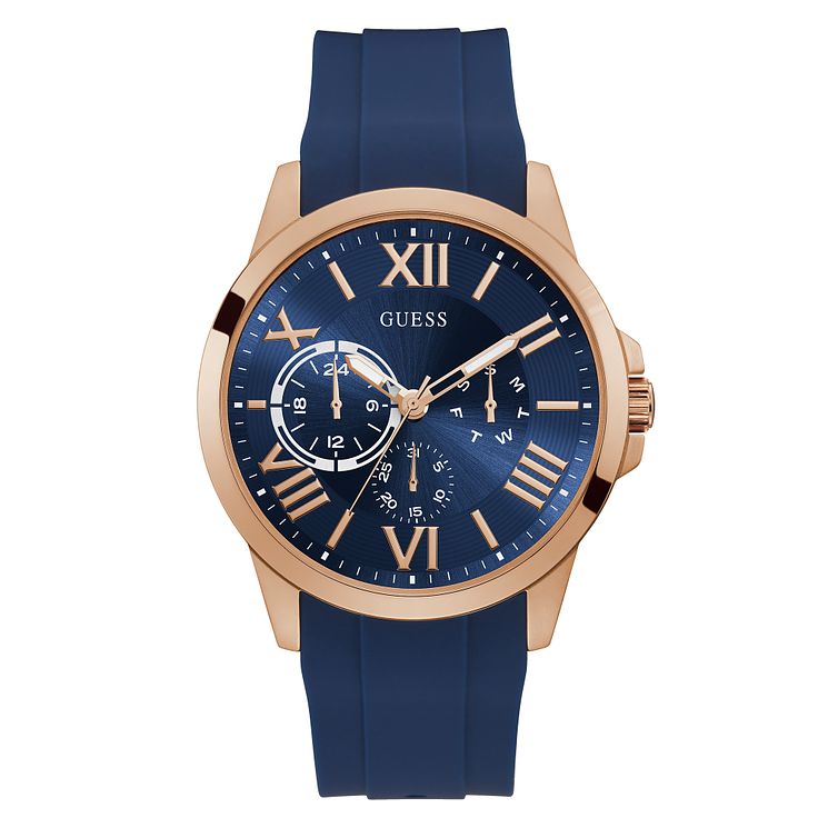 Guess Orbit Mens Blue Silicone Strap Watch