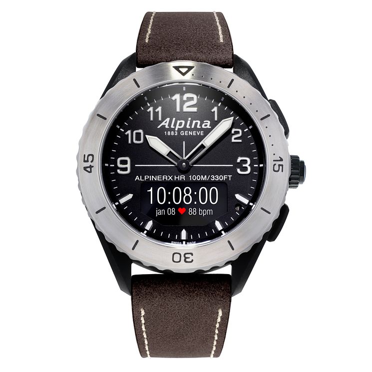 Alpina Alpiner X Alive Brown Leather Strap Smartwatch