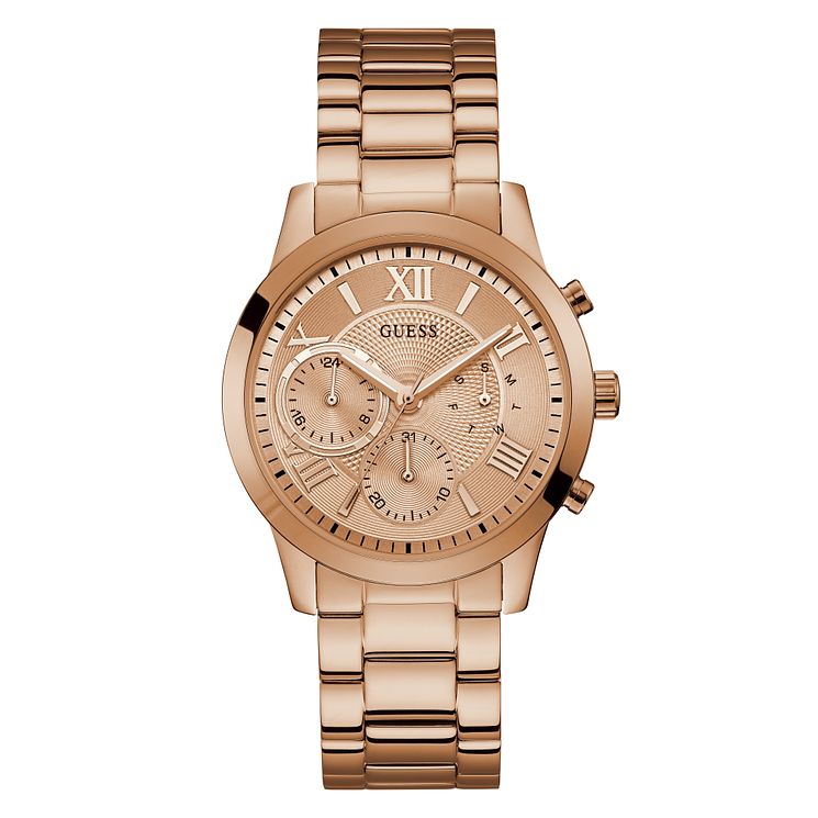 Guess Solar Ladies Rose Gold Tone Bracelet Watch