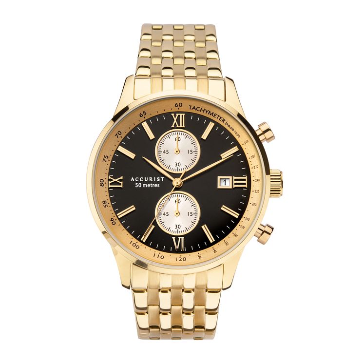 Accurist Chronograph Mens Gold Tone Bracelet Watch