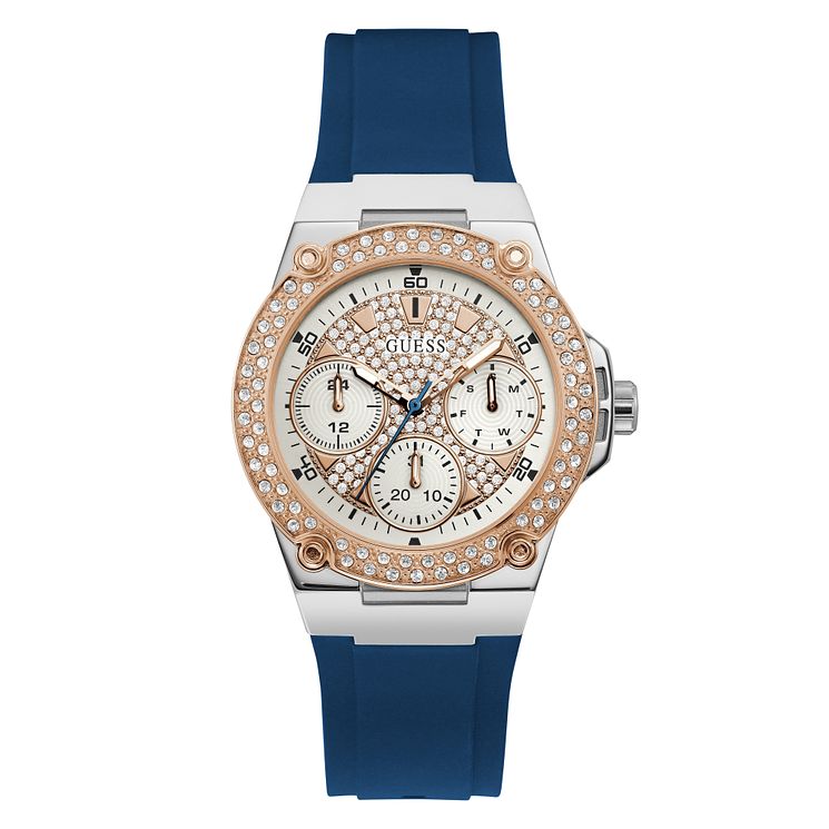 Guess Zena Crystal Ladies Blue Silicone Strap Watch