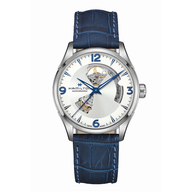 Hamilton Jazmaster Open Heart Blue Leather Strap Watch