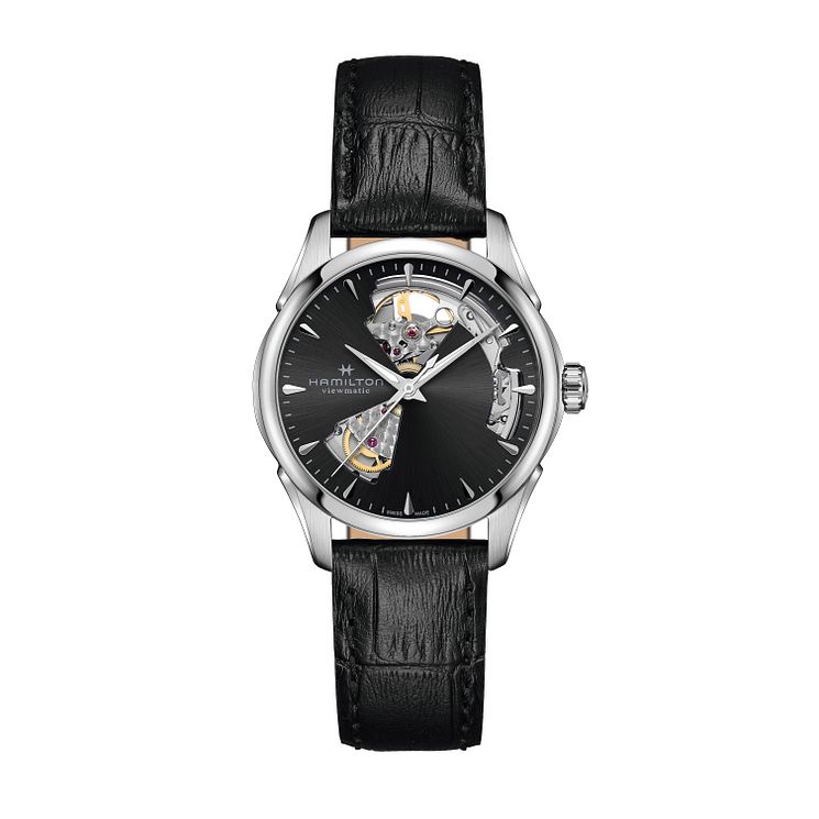 Hamilton Jazmaster Open Heart Ladies Leather Strap Watch