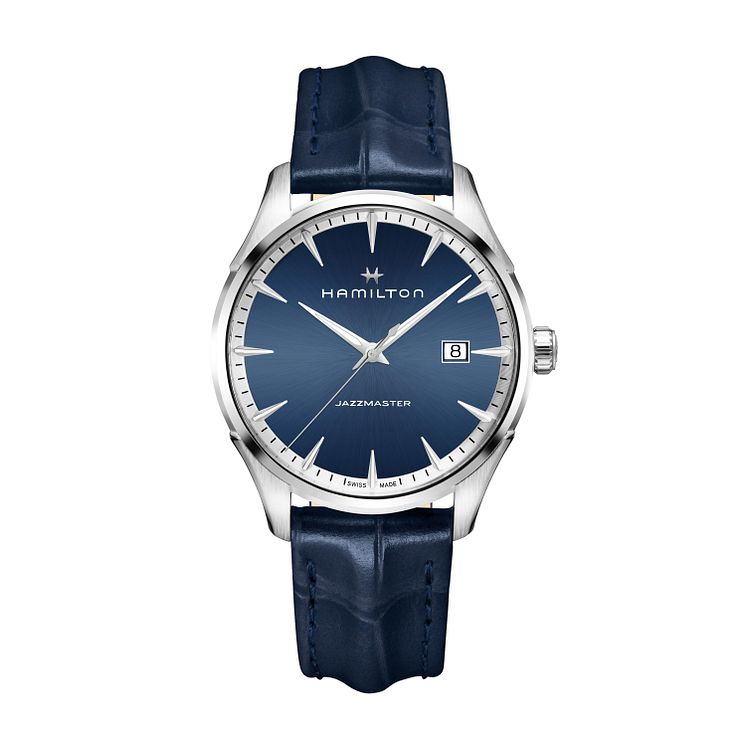 Hamilton Jazmaster Quartz Blue Leather Strap Watch