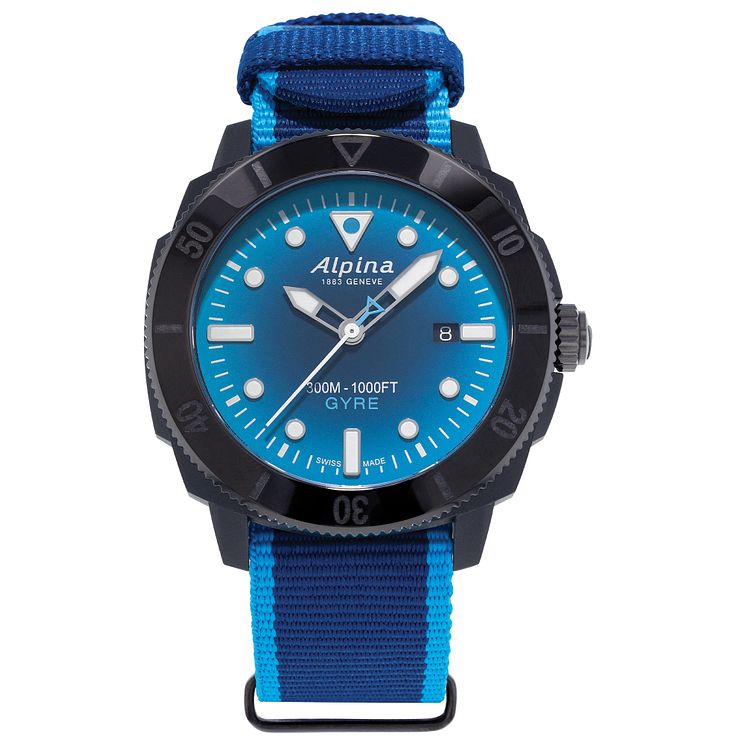 Alpina Seastrong Diver Gyre Mens Blue Nato Strap Watch