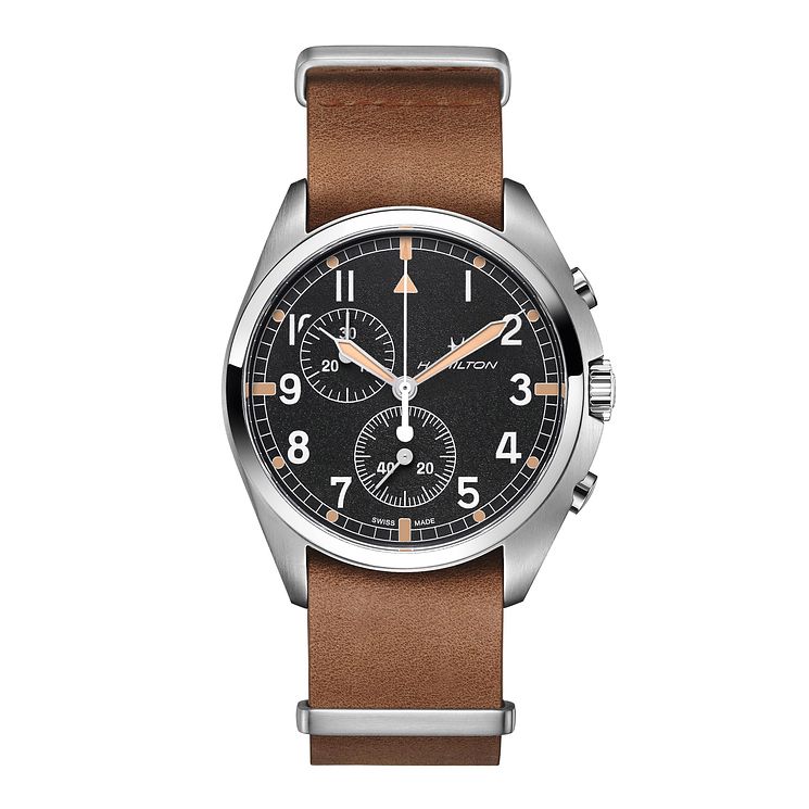 Hamilton Khaki Aviation Pilot Pioneer Leather Strap Watch