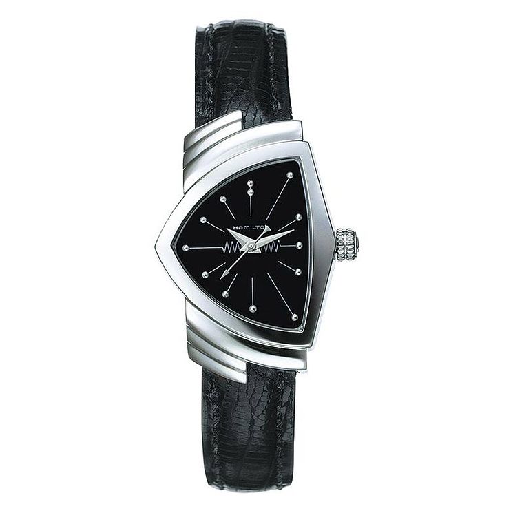 Hamilton Ventura Ladies Black Leather Strap Watch