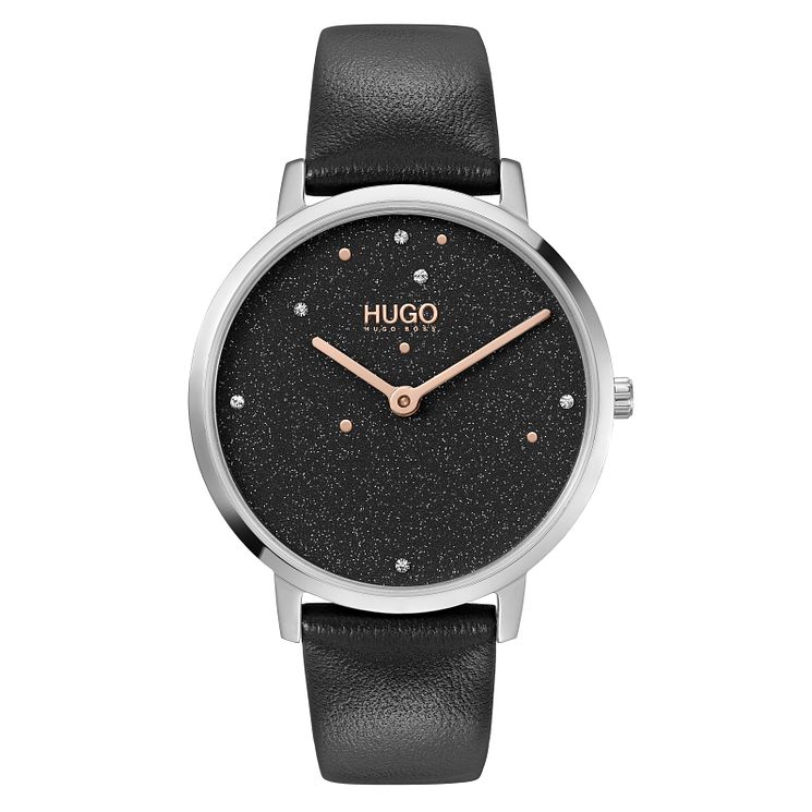 Hugo #dream Ladies Black Leather Strap Watch