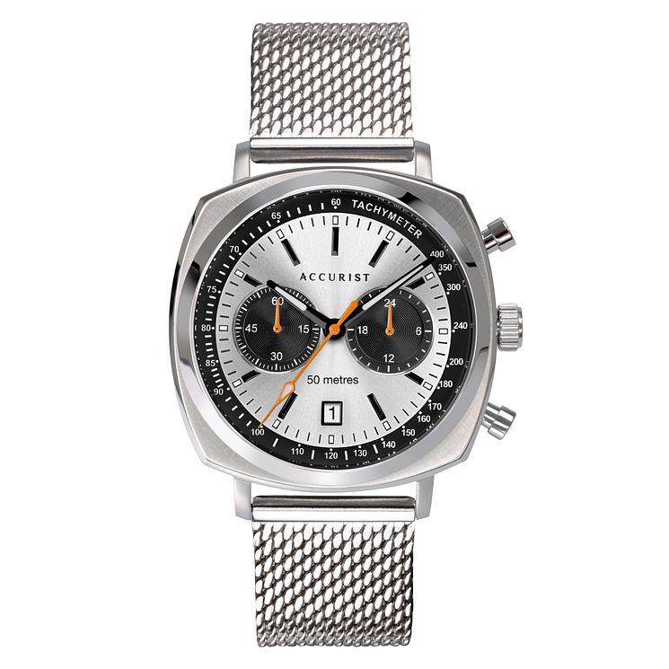 Accurist Chronograph Mens Silver Tone Mesh Bracelet Watch