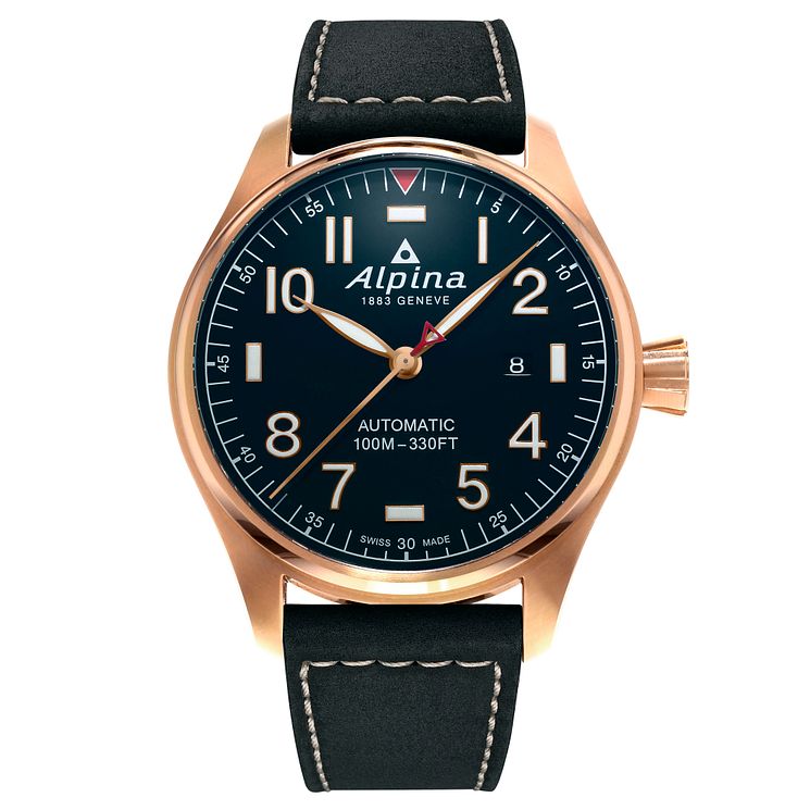 Alpina Startimer Pilot Automatic Blue Leather Strap Watch