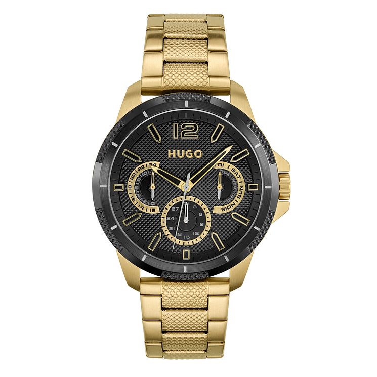 Hugo #sport Mens Yellow Gold Tone Bracelet Watch