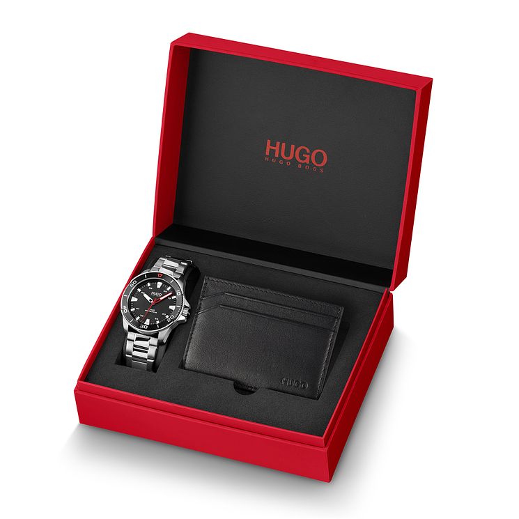 Hugo #streetdiver Mens WatchandCard Holder Gift Set