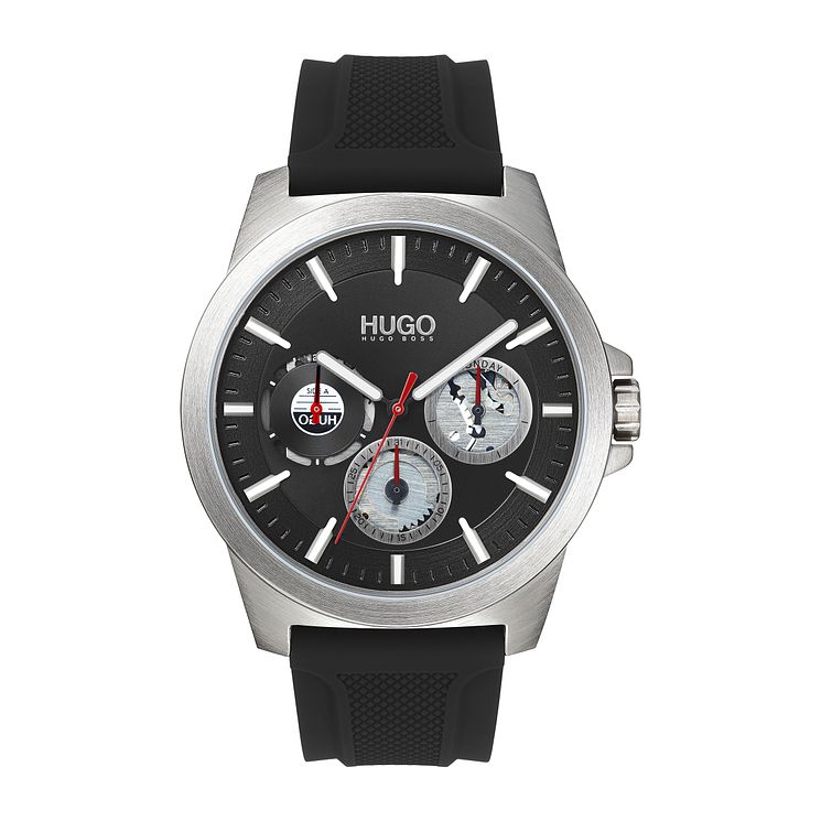 Hugo #twist Black Silicone Strap Watch