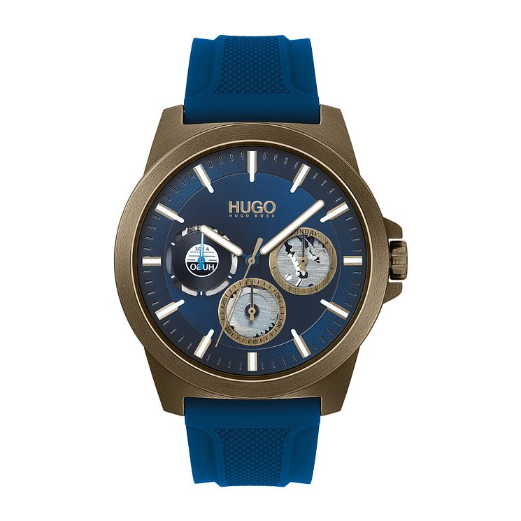 Hugo #twist Blue Silicone Strap Watch