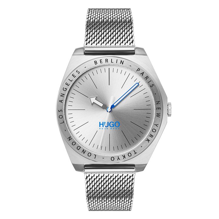 Hugo Act Mens Stainless Steel Mesh Bracelet Watch