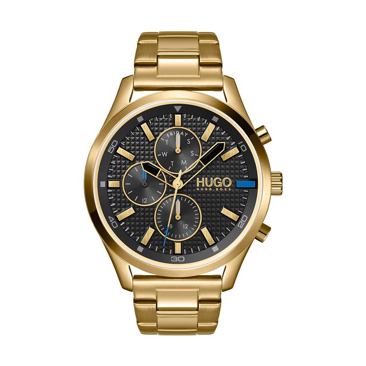 Hugo Chase Mens Gold Tone Bracelet Watch