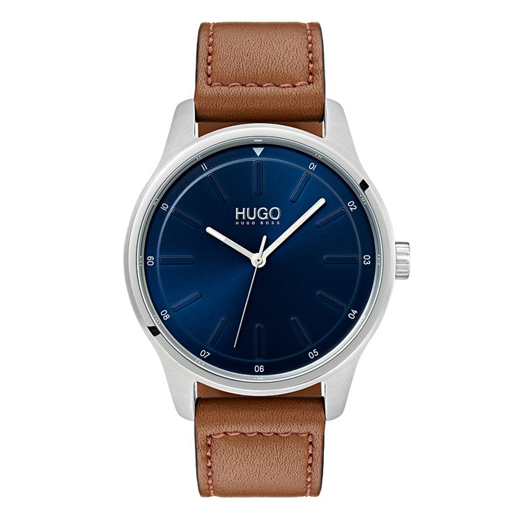 Hugo Dare Mens Brown Leather Strap Watch