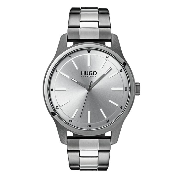 Hugo Dare Mens Grey Ip Stainless Steel Bracelet Watch