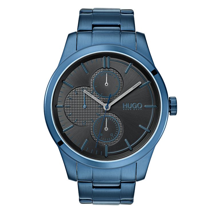 Hugo Discover Mens Blue Ip Stainless Steel Bracelet Watch