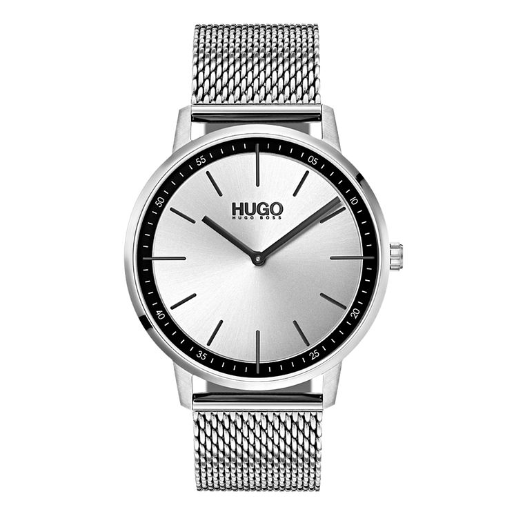 Hugo Exist Mens Stainless Steel Mesh Bracelet Watch