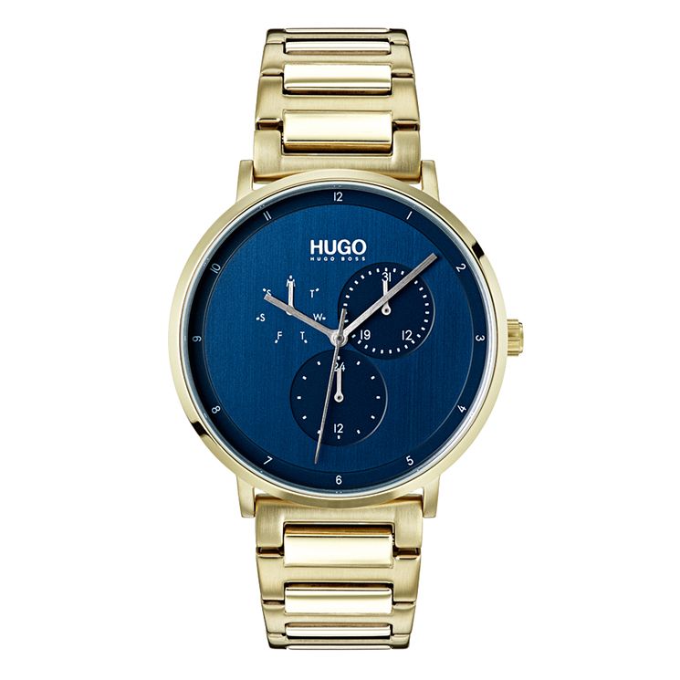 Hugo Guide Mens Gold Ip Stainless Steel Bracelet Watch