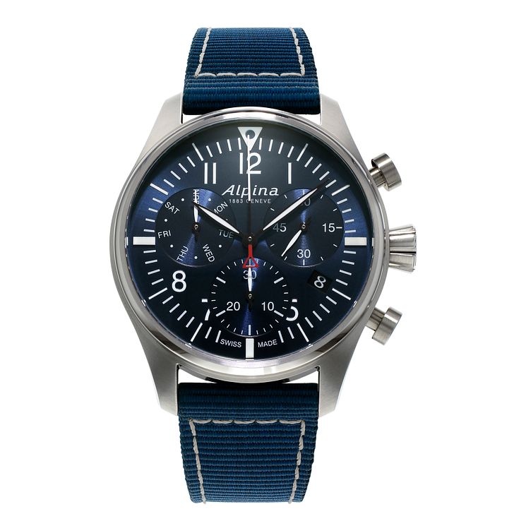 Alpina Startimer Pilot Mens Blue Nylon Strap Watch