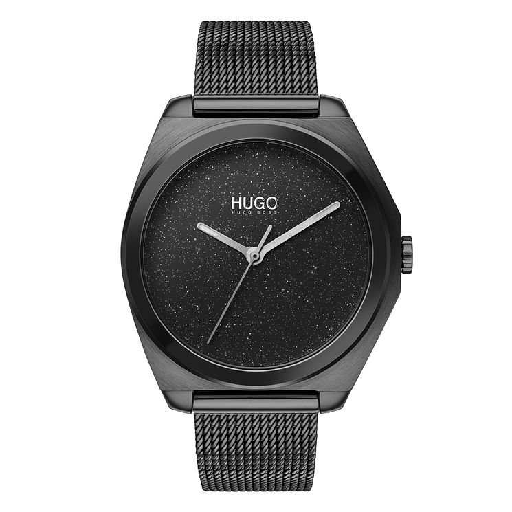 Hugo Imagine Ladies Black Ip Mesh Bracelet Watch