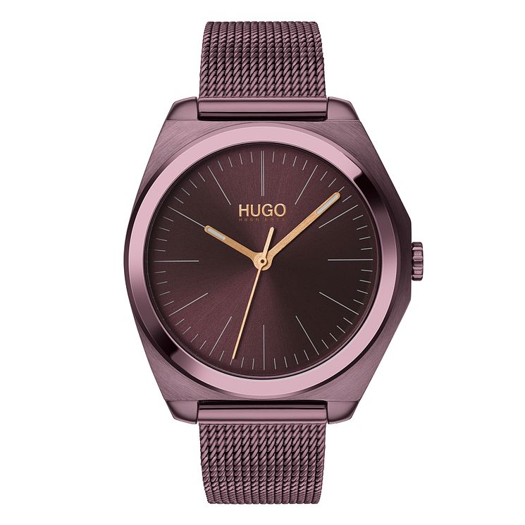 Hugo Imagine Ladies Purple Ip Mesh Bracelet Watch