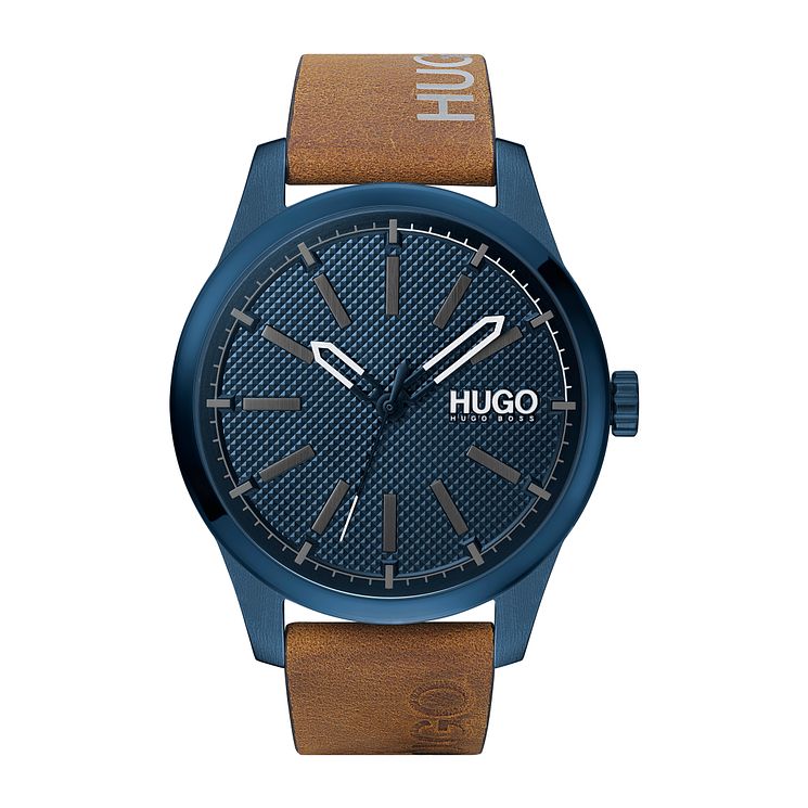 Hugo Invent Mens Brown Leather Strap Watch