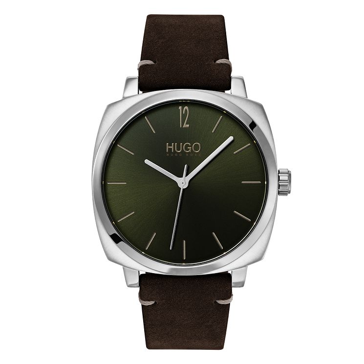 Hugo Own Mens Brown Leather Strap Watch