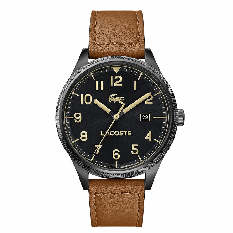 Lacoste Continental Mens Tan Leather Strap Watch