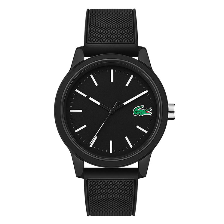 Lacoste Mens Black Dial Black Silicone Strap Watch