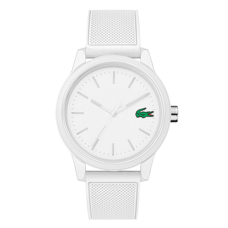 Lacoste Mens White Dial White Silicone Strap Watch