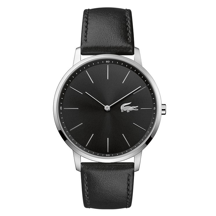 Lacoste Moon Mens Black Leather Strap Watch