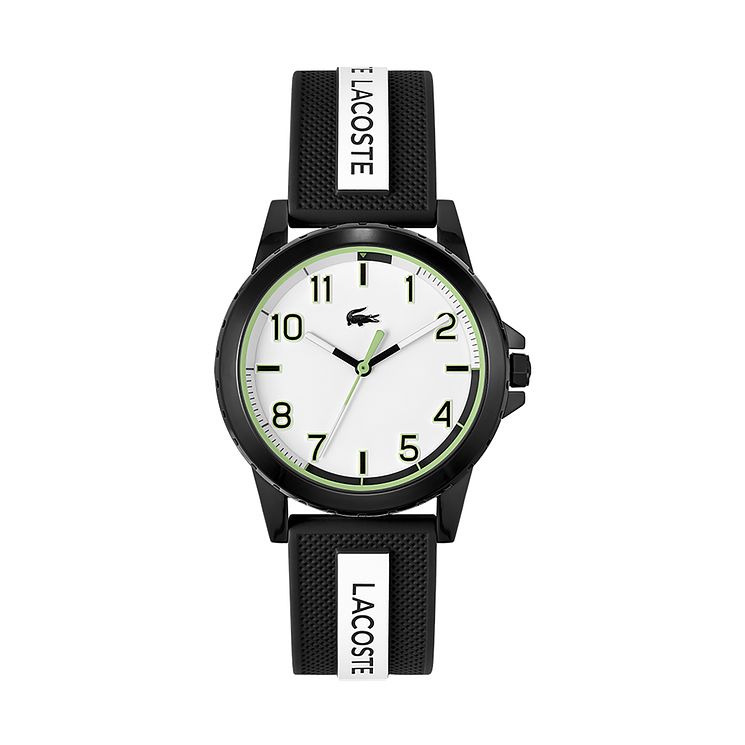 Lacoste Rider Childrens BlackandWhite Silicone Strap Watch