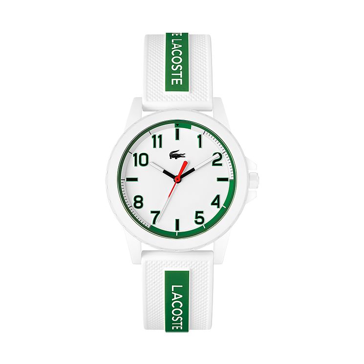 Lacoste Rider Childrens WhiteandGreen Silicone Strap Watch