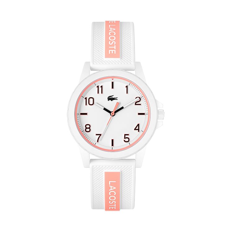 Lacoste Rider Childrens WhiteandPink Silicone Strap Watch