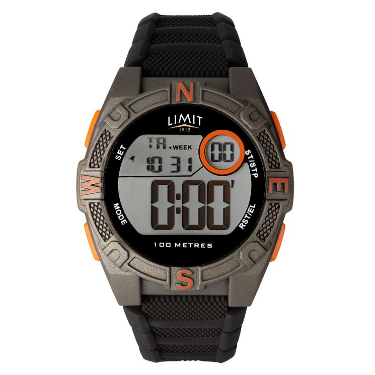 Limit Digital Mens Black Silicone Strap Watch