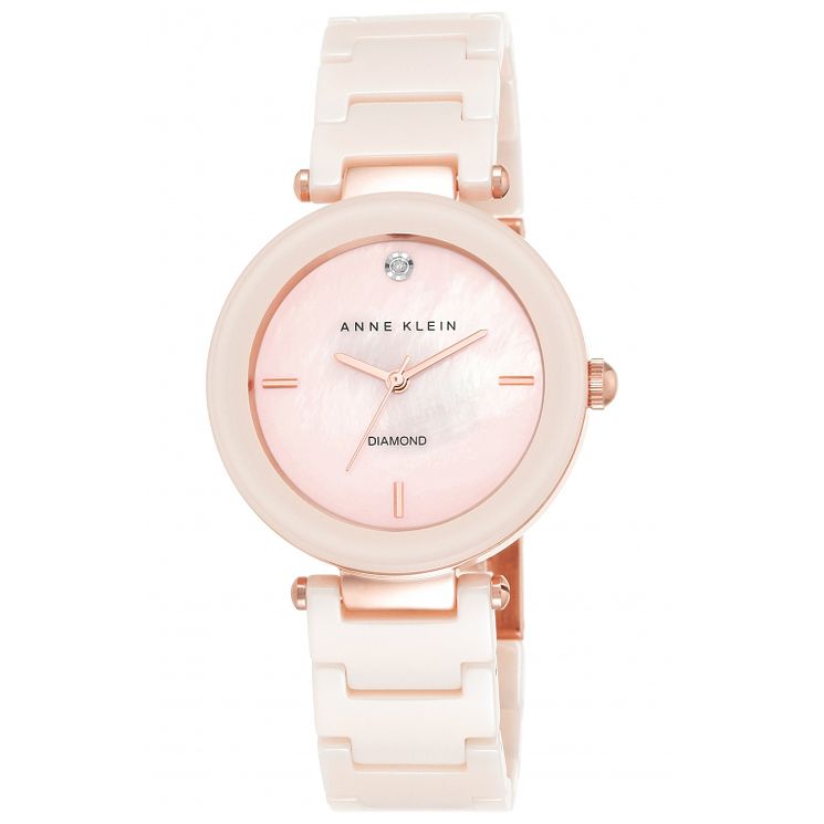 Anne Klein Ladies Pink Ceramic Bracelet Watch