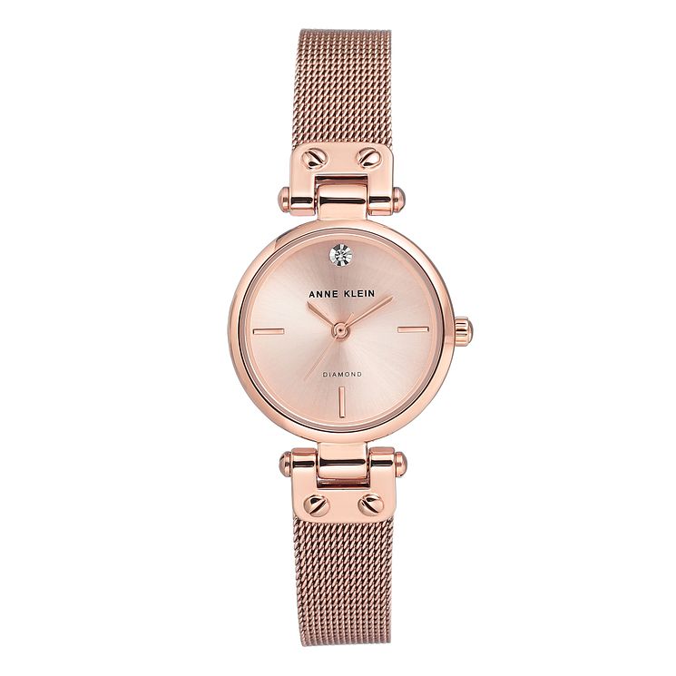 Anne Klein Ladies Rose Gold Tone Mesh Bracelet Watch