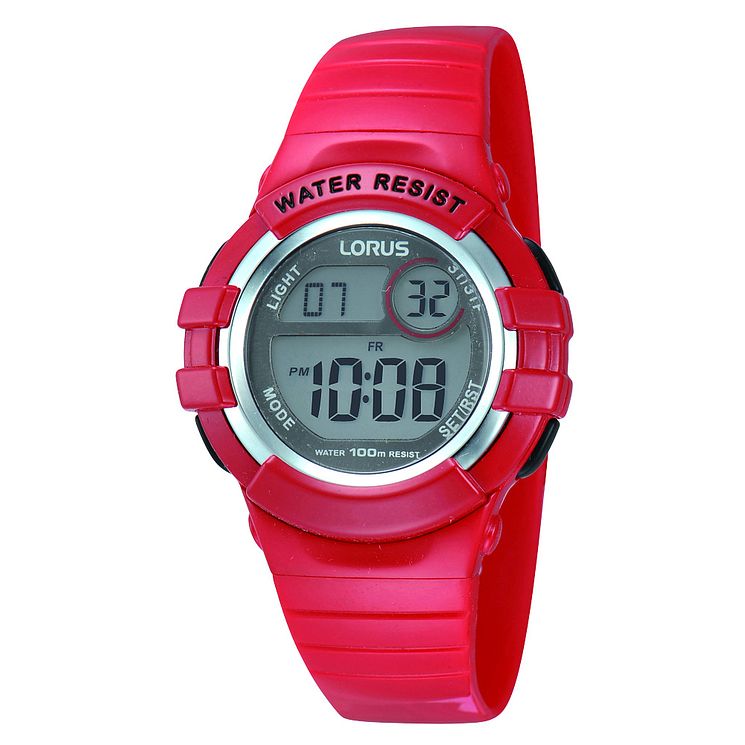 Lorus Childrens Digital Display Red Rubber Strap Watch