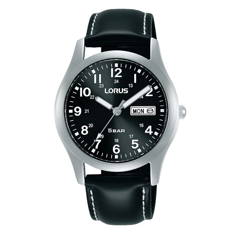 Lorus Classic Mens Black Leather Strap Watch